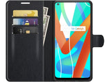 Lederhülle Karten Wallet Ledertasche Etui für Realme 8 5G in schwarz von Screenguard