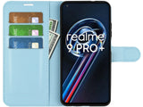 Lederhülle Karten Wallet Ledertasche Etui für Realme 9 Pro+ in hellblau von Screenguard