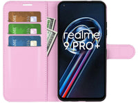 Lederhülle Karten Wallet Ledertasche Etui für Realme 9 Pro+ in rosa von Screenguard