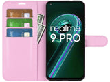 Lederhülle Karten Wallet Ledertasche Etui für Realme 9 Pro in rosa von Screenguard