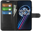 Lederhülle Karten Wallet Ledertasche Etui für Realme 9 Pro+ in schwarz von Screenguard