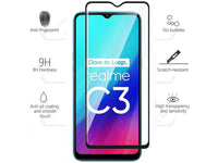 100% Fullscreen Curved Screen Protector Handy Display Schutz Glas für komplette Abdeckung des Realme C3 Display in schwarz von Screenguard