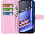 Lederhülle Karten Wallet Ledertasche Etui für Realme GT Neo 3 in rosa von Screenguard