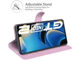 Lederhülle Karten Wallet Ledertasche Etui für Realme GT Neo 3T in rosa von Screenguard