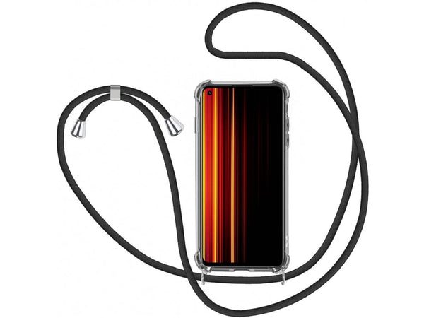 Necklace Handy Hülle mit Kordel Kette schwarz zum Tragen des Realme GT Neo 3T am Körper wie Handtasche Lanyard, stabil mit erhöhten Rändern und Kanten in transparent von Screenguard