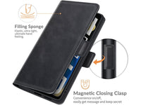 Veganes Flip Case Leder Etui Hülle mit Karten Fächer und Sichtfenster für Realme GT Neo2 in schwarz von Screenguard