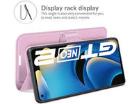 Lederhülle Karten Wallet Ledertasche Etui für Realme GT Neo2 in rosa von Screenguard