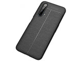 Soft TPU Case mit Design aus feinem veganen Leder für Realme X3 Superzoom stabil mit erhöhten Rändern und Kanten in schwarz von Screenguard