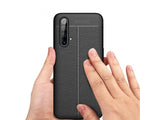 Soft TPU Case mit Design aus feinem veganen Leder für Realme X3 Superzoom stabil mit erhöhten Rändern und Kanten in schwarz von Screenguard