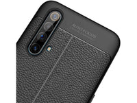 Soft TPU Case mit Design aus feinem veganen Leder für Realme X3 Superzoom stabil mit erhöhten Rändern und Kanten in schwarz von Screenguard