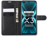 Lederhülle Karten Wallet Ledertasche Etui für Realme X3 Superzoom in schwarz von Screenguard