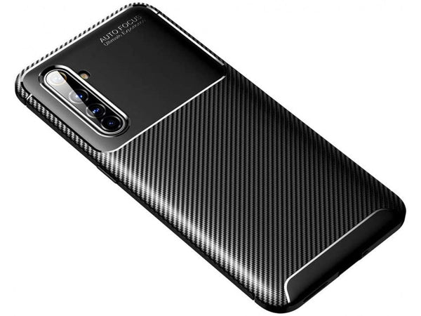 Hochwertig stabile Soft TPU Smartphone Handy Hülle im Carbon Design für Realme X50 Pro 5G zum Schutz des Display und Gehäuse Cover in schwarz von Screenguard
