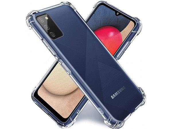 Hoch transparenter TPU Gummi Schutz Handy Hülle Clear Case klar mit verstärkten Schutzecken Bumper für das Samsung Galaxy A02s Display und Gehäuse in transparent von Screenguard