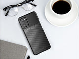 Moderne Design Hülle Cover für das Samsung Galaxy A02s mit Stripes zum Schutz von Kratzern, Dellen, Display aus TPU Gummi in schwarz von Screenguard