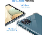 Hoch transparenter TPU Gummi Schutz Handy Hülle Clear Case klar mit verstärkten Schutzecken Bumper für das Samsung Galaxy A12 Display und Gehäuse in transparent von Screenguard