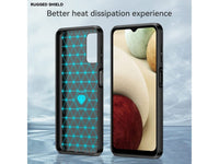 Flexible Handy Schutzhülle mit gebürster Carbon Textur auf der Rückseite für zum Schutz des Samsung Galaxy A13 4G  Display und Gehäuse Case in schwarz von Screenguard