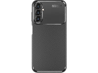 Hochwertig stabile Soft TPU Smartphone Handy Hülle im Carbon Design für Samsung Galaxy A14 5G zum Schutz des Display und Gehäuse Cover in schwarz von Screenguard