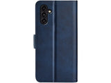 Veganes Flip Case Leder Etui Hülle mit Karten Fächer und Sichtfenster für Samsung Galaxy A14 5G in dunkelblau von Screenguard