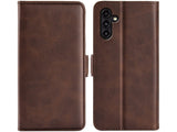 Veganes Flip Case Leder Etui Hülle mit Karten Fächer und Sichtfenster für Samsung Galaxy A14 5G in mokka von Screenguard