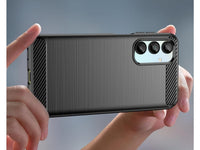Flexible Handy Schutzhülle mit gebürster Carbon Textur auf der Rückseite für zum Schutz des Samsung Galaxy A16 5G  Display und Gehäuse Case in schwarz von Screenguard