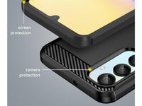 Flexible Handy Schutzhülle mit gebürster Carbon Textur auf der Rückseite für zum Schutz des Samsung Galaxy A16 5G  Display und Gehäuse Case in schwarz von Screenguard