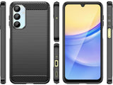 Flexible Handy Schutzhülle mit gebürster Carbon Textur auf der Rückseite für zum Schutz des Samsung Galaxy A16 5G  Display und Gehäuse Case in schwarz von Screenguard