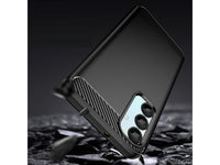 Flexible Handy Schutzhülle mit gebürster Carbon Textur auf der Rückseite für zum Schutz des Samsung Galaxy A16 5G  Display und Gehäuse Case in schwarz von Screenguard