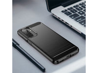 Flexible Handy Schutzhülle mit gebürster Carbon Textur auf der Rückseite für zum Schutz des Samsung Galaxy A17 5G  Display und Gehäuse Case in schwarz von Screenguard