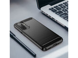Flexible Handy Schutzhülle mit gebürster Carbon Textur auf der Rückseite für zum Schutz des Samsung Galaxy A17 5G  Display und Gehäuse Case in schwarz von Screenguard