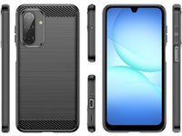 Flexible Handy Schutzhülle mit gebürster Carbon Textur auf der Rückseite für zum Schutz des Samsung Galaxy A17 5G  Display und Gehäuse Case in schwarz von Screenguard