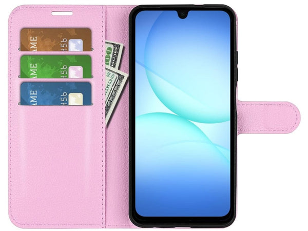 Lederhülle Portemonnaie Karten Ledertasche für Samsung Galaxy A17 5G in rosa von Screenguard