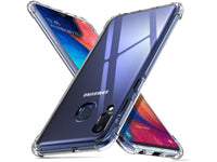 Hoch transparenter TPU Gummi Schutz Handy Hülle Clear Case klar mit verstärkten Schutzecken Bumper für das Samsung Galaxy A20e Display und Gehäuse in transparent von Screenguard