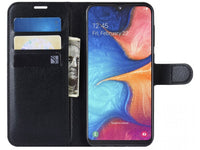 Lederhülle Karten Wallet Ledertasche Etui für Samsung Galaxy A20e in schwarz von Screenguard