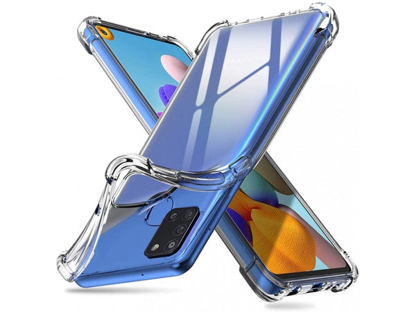 Hoch transparenter TPU Gummi Schutz Handy Hülle Clear Case klar mit verstärkten Schutzecken Bumper für das Samsung Galaxy A21s Display und Gehäuse in transparent von Screenguard