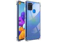 Hoch transparenter TPU Gummi Schutz Handy Hülle Clear Case klar mit verstärkten Schutzecken Bumper für das Samsung Galaxy A21s Display und Gehäuse in transparent von Screenguard