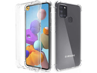 Hoch transparenter TPU Gummi Schutz Handy Hülle Clear Case klar mit verstärkten Schutzecken Bumper für das Samsung Galaxy A21s Display und Gehäuse in transparent von Screenguard