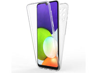 Vollständige 360 Grad Rundum Gummi TPU Hülle zum beidseitigen Schutz des Samsung Galaxy A22 4G Display und Gehäuse in transparent von Screenguard