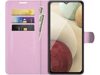 Lederhülle Karten Wallet Ledertasche Etui für Samsung Galaxy A22 4G in rosa von Screenguard