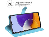 Lederhülle Karten Wallet Ledertasche Etui für Samsung Galaxy A22 5G in hellblau von Screenguard