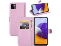 Lederhülle Portemonnaie Karten Ledertasche für Samsung Galaxy A22 5G in rosa von Screenguard