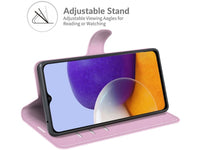 Lederhülle Karten Wallet Ledertasche Etui für Samsung Galaxy A22 5G in rosa von Screenguard