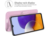 Lederhülle Karten Wallet Ledertasche Etui für Samsung Galaxy A22 5G in rosa von Screenguard