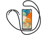 Necklace Handy Hülle mit Kordel Kette schwarz zum Tragen des Samsung Galaxy A23 5G am Körper wie Handtasche Lanyard, stabil mit erhöhten Rändern und Kanten in transparent von Screenguard