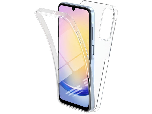 Vollständige 360 Grad Rundum Gummi TPU Hülle zum beidseitigen Schutz des Samsung Galaxy A25 5G Display und Gehäuse in transparent von Screenguard