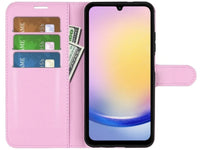 Lederhülle Portemonnaie Karten Ledertasche für Samsung Galaxy A25 5G in rosa von Screenguard