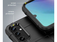 Widerstandsfähige, stabile Outdoor Sport Hülle für das Samsung Galaxy A25 5G für Handwerker, Baustelle, Business, äusserst stabil mit erhöhten Rändern und Kanten in schwarz von Screenguard