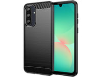Flexible Handy Schutzhülle mit gebürster Carbon Textur auf der Rückseite für zum Schutz des Samsung Galaxy A26  Display und Gehäuse Case in schwarz von Screenguard