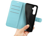 Lederhülle Karten Wallet Ledertasche Etui für Samsung Galaxy A26 in hellblau von Screenguard