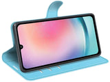 Lederhülle Karten Wallet Ledertasche Etui für Samsung Galaxy A26 in hellblau von Screenguard