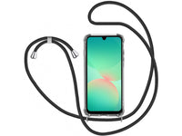 Necklace Handy Hülle mit Kordel Kette schwarz zum Tragen des Samsung Galaxy A26 am Körper wie Handtasche Lanyard, stabil mit erhöhten Rändern und Kanten in transparent von Screenguard